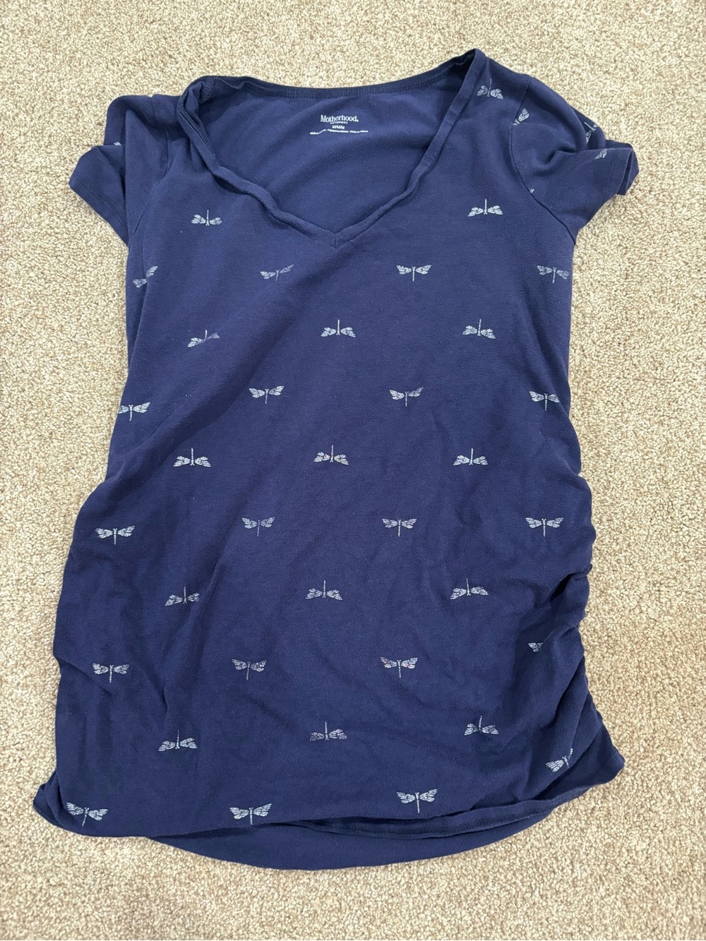 Motherhood Maternity Navy V-Neck Dragonfly Print Tee